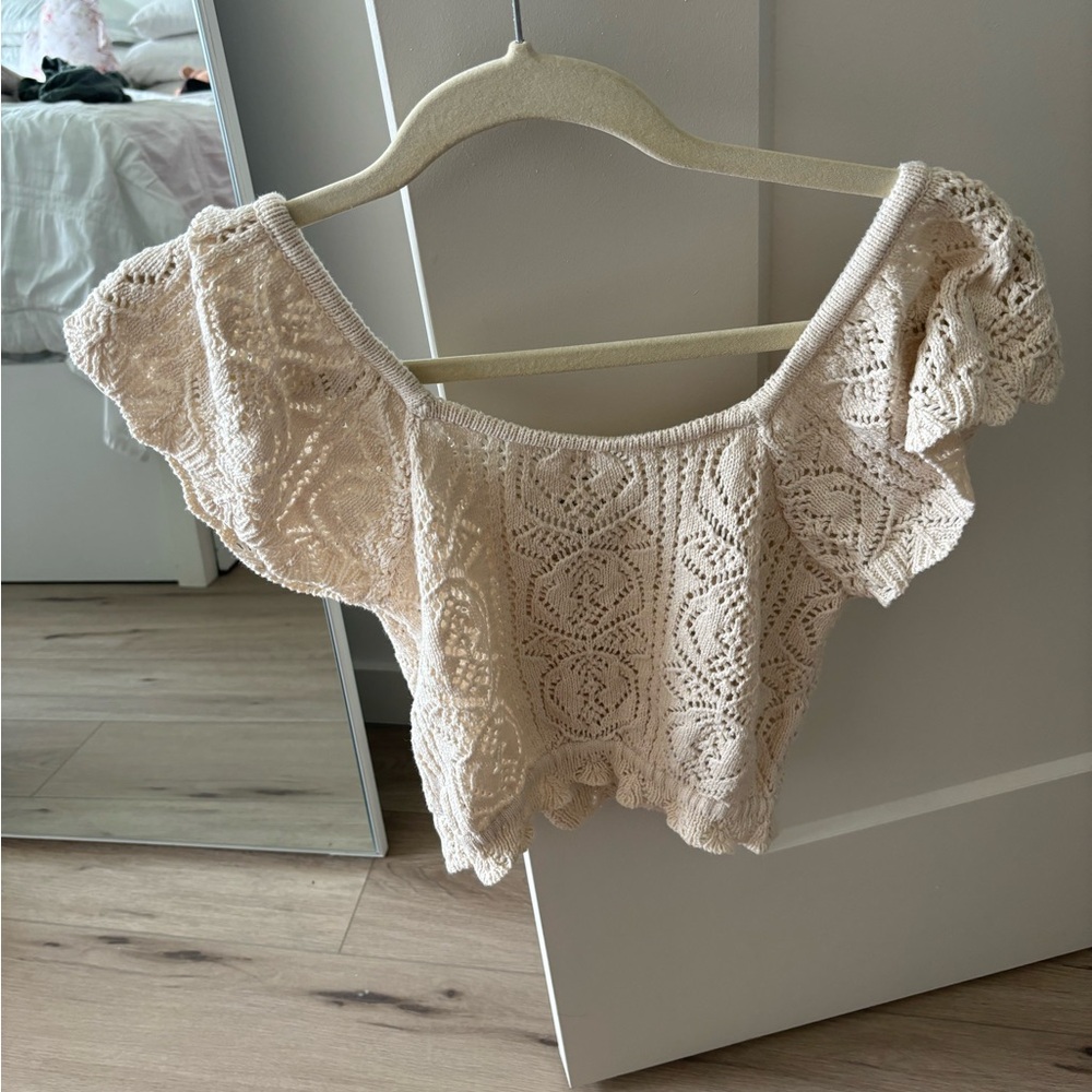Elegant Cream Lace Women's Top